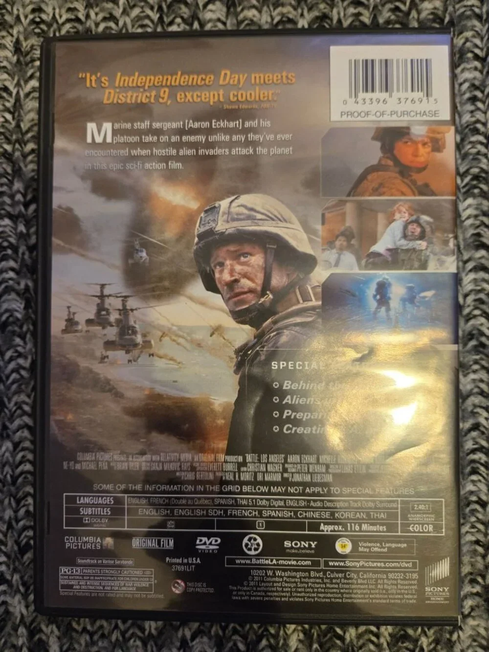 Battle: Los Angeles DVD Sci-Fi Action Film With Special Features